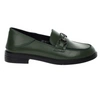 Ciemnozielone skórzane mokasyny damskie eleganckie garniturowe VINCEZA