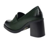 Ciemnozielone mokasyny damskie na obcasie i platformie Jezzi