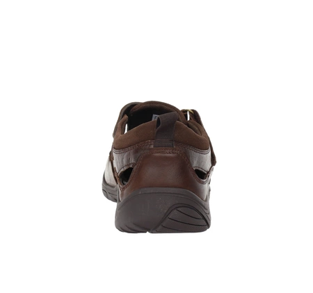 Brązowe skórzane półbuty letnie męskie komfortowe na rzep American Club