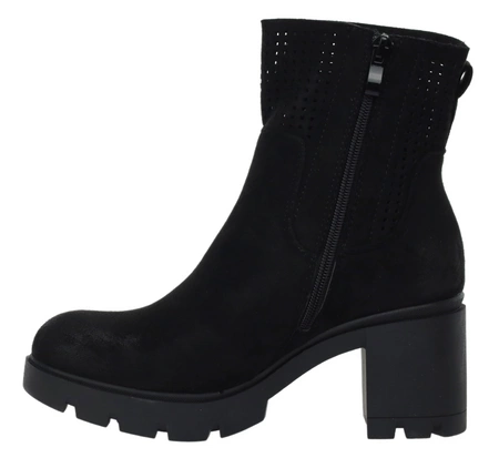 Czarne buty zimowe damskie na wygodnym obcasie Jezzi
