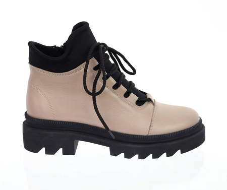 Skórzane botki płaskie buty szyte Polskie Gino Fabiani