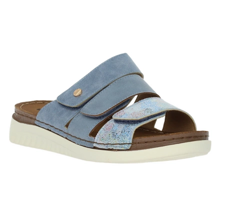 Eleganckie i zdrowotne klapki damskie płaskie na rzepy Jezzi