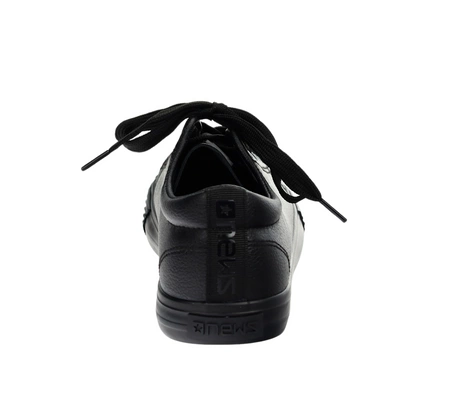 Całe czarne trampki skórzane damskie adidasy NEWS