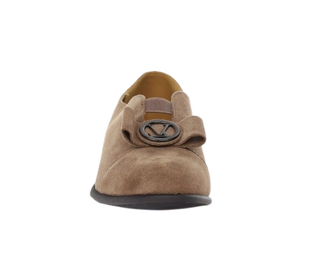 Brązowe komfortowe półbuty płaskie wsuwane Jezzi