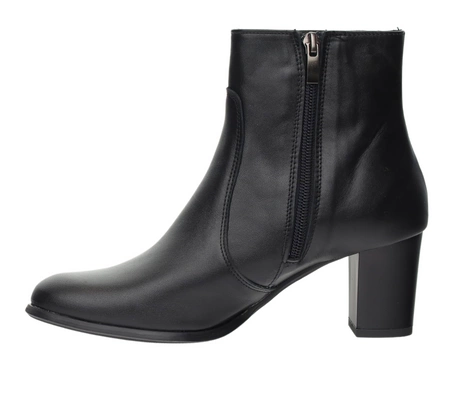 Skórzane botki damskie zimowe czarne na obcasie Polskie Gino Fabiani