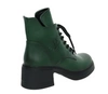 Ciemnozielone botki skórzane na średnim obcasie SEVILA