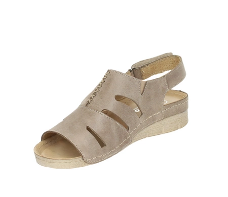 Komfortowe zabudowane sandały damskie skórzane na rzep HELIOS