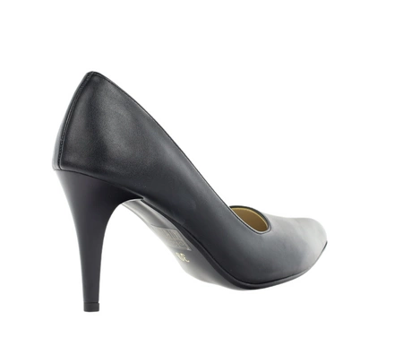 Czarne klasyczne szpilki ze skórzaną wkładką Polskie Azali