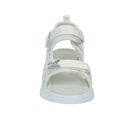 Eleganckie sandałki dla dziewczynki na rzepy ze skórzaną wkładką Miss E