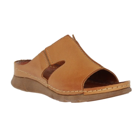 Komfortowe klapki damskie płaskie skórzane Gino Fabiani - Produkt Polski