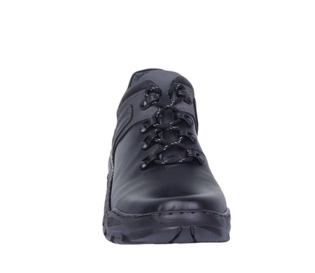 Czarne męskie półbuty skórzane wytrzymałe na trekkingowej podeszwie Gepard