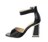 Czarne eleganckie sandały damskie na wysokim obcasie z zakrytą piętą Jezzi