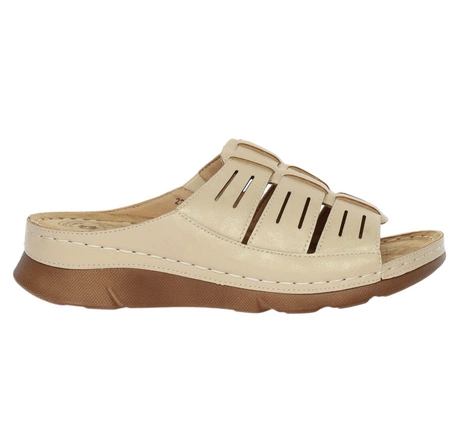 Beżowe zdrowotne klapki damskie szyte Jezzi