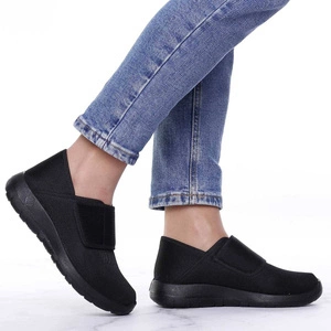 Czarne adidasy damskie na rzep komfortowe półbuty NEWS