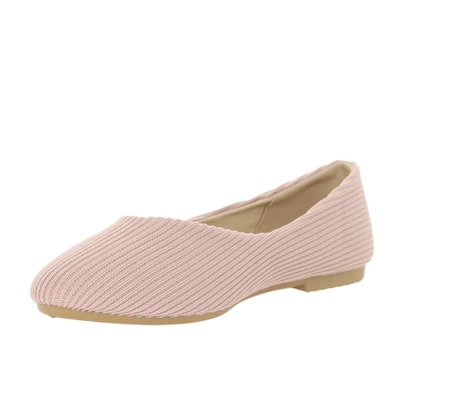 Balerinki damskie wycięte pudrowy róż czółenka płaskie Jezzi