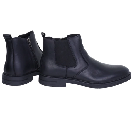 Czarne skórzane sztyblety męskie botki ocieplane trzewiki American Club