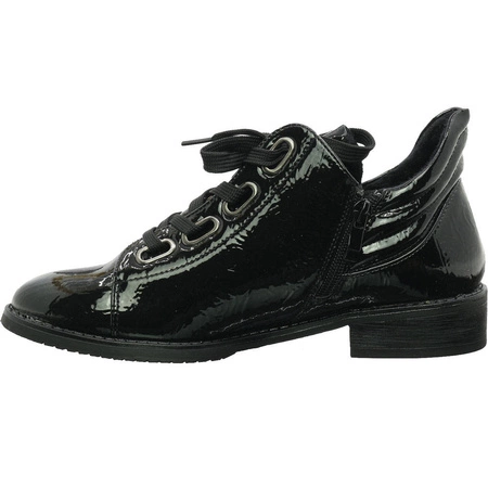 Jazzówki czarne półbuty damskie lakierowane Jezzi