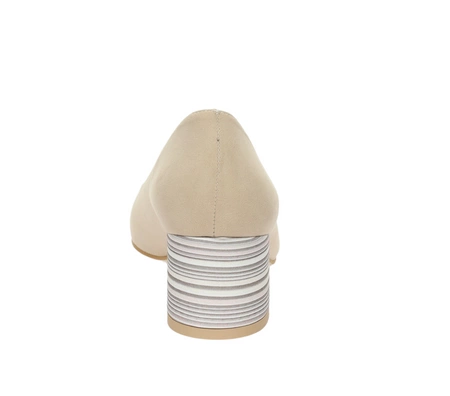 Beżowe czółenka eleganckie na wygodnym obcasie Polska Marka AZALI