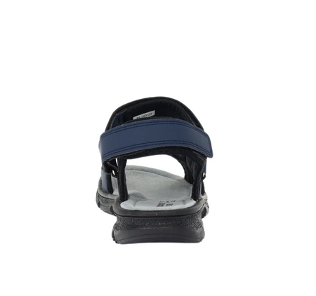 Porządne sandały młodzieżowe granatowe na rzepy ze skórzaną wkładką American Club