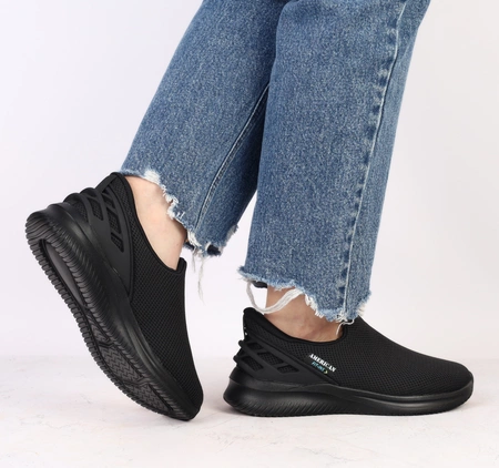 Czarne adidasy damskie wsuwane z profilowaną wkładką American Club