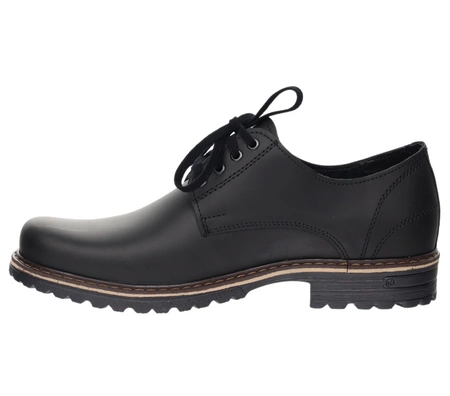 Czarne skórzane półbuty męskie derby POLBUT