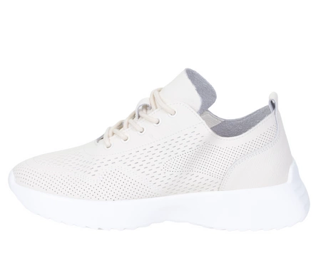 Beżowe skórzane adidasy damskie eleganckie i oddychające VINCEZA