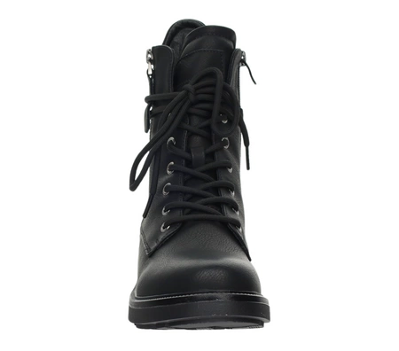 Czarne martensy zimowe damskie sznurowane i na zamek Jezzi