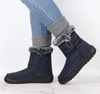 Granatowe niskie śniegowce damskie na zamek buty termiczne  Jezzi