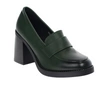 Ciemnozielone mokasyny damskie na obcasie i platformie Jezzi