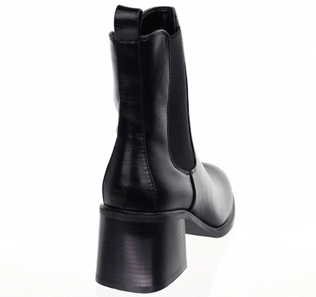 Czarne botki zimowe na obcasie eleganckie Jezzi