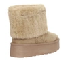 Beżowe zamszowe botki EMU ozdobione futerkiem wokół kostki ROSJANKI