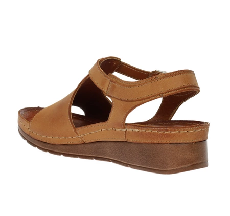 Brązowe skórzane sandały na komfortowej podeszwie Gino Fabiani