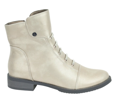 Botki damskie płaskie buty zimowe srebrne/złote eleganckie ocieplane Jezzi