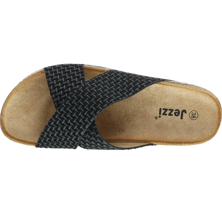 Czarne klapki damskie na korkowym spodzie Jezzi