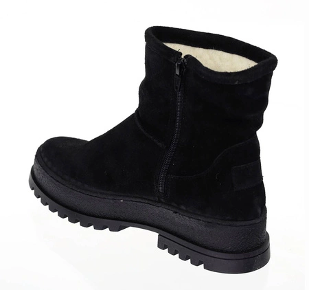 Czarne płaskie botki Emu ocieplane naturalną wełną Polskie Gino Fabiani