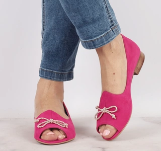 Fuksjowe eleganckie czółenka płaskie balerinki od Azali