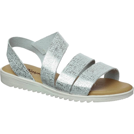 Sandały płaskie damskie srebrne skórzane El Pimpi 11904