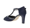 Granatowe skórzane buty taneczne sandały na obcasie eleganckie Polskie Gino Fabiani