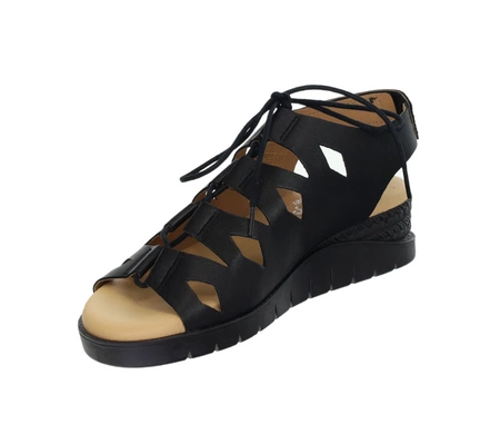 Czarne skórzane sandały damskie jezuski rzymianki Hiszpańskie El Pimpi