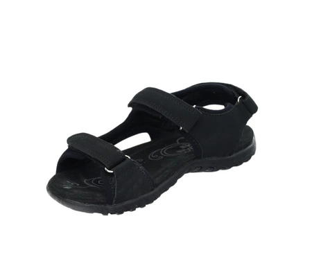 Czarne sandały damskie sportowe regulowane na rzepy skórzana wkładka