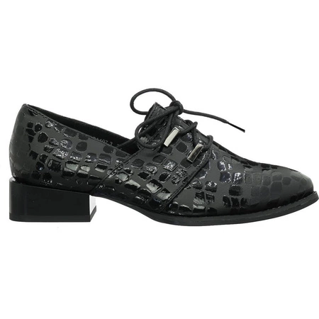 Półbuty oksfordy damskie czarne lakierowane Jezzi ASA197-3