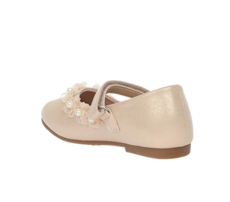 Piękne buty dziecięce eleganckie balerinki zapinane na rzep z perełkami MissE