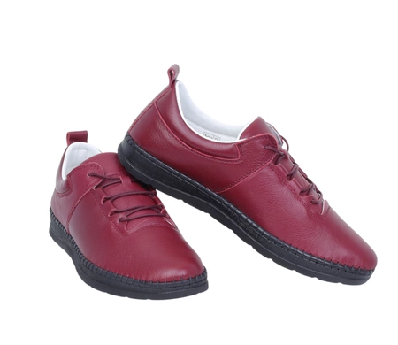 Bordowe skórzane półbuty damskie sportowe komfortowe MODO
