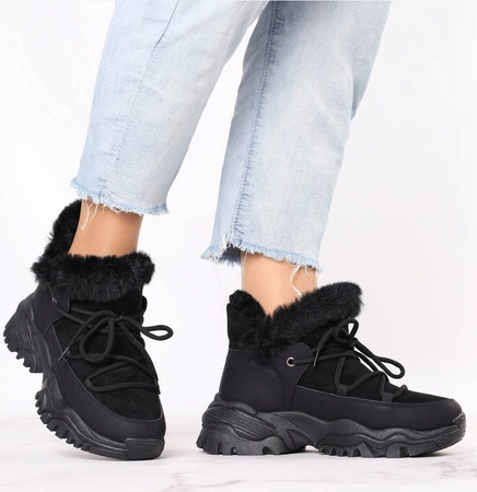 Czarne sneakersy damskie zimowe ocieplane Jezzi