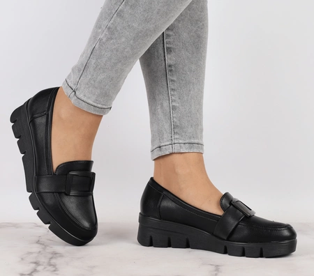 Komfortowe półbuty damskie wsuwane czółenka na niskiej koturnie Jezzi