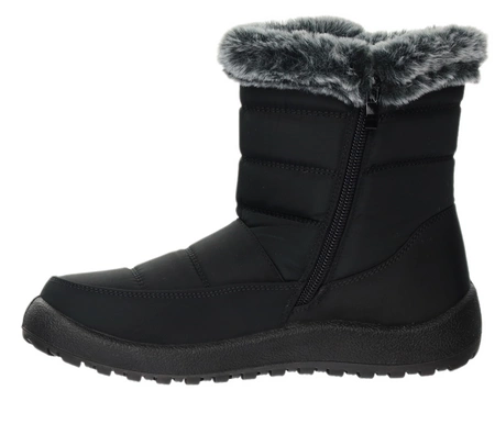 Czarne ciepłe i eleganckie śniegowce damskie buty termiczne wodoodporne Jezzi