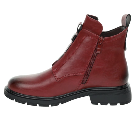 Czerwone buty zimowe damskie eleganckie i wygodne na zamek Jezzi