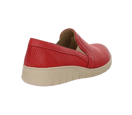 Czerwone skórzane półbuty wsuwane komfortowe i eleganckie Helios model 430