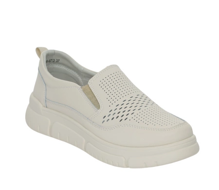 Lekkie beżowe półbuty damskie płaskie ze skóry naturalnej Jezzi