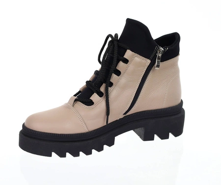 Skórzane botki płaskie buty szyte Polskie Gino Fabiani